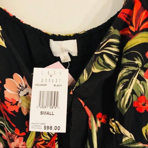 NWT ALOHA LEI MINI DRESS Floral Puff Sleeve - Picture 5 of 8
